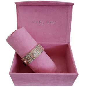 Mary Kay MK Pink Enamel CZ Crystal Rhinestone Stretch Bracelet Jewelry Box NWT